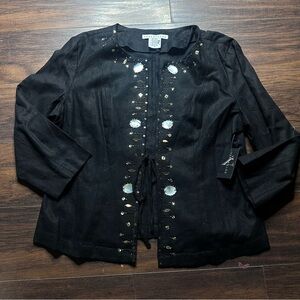 Versailles Black Sequin Embellished Linen Jacket